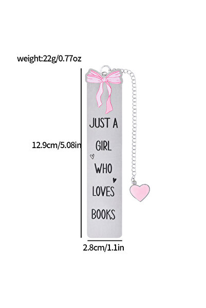 Miniso فاصل كتب معدني مزين بشريط وردي وقلب، هدية مثالية لمحبي الكتب.
