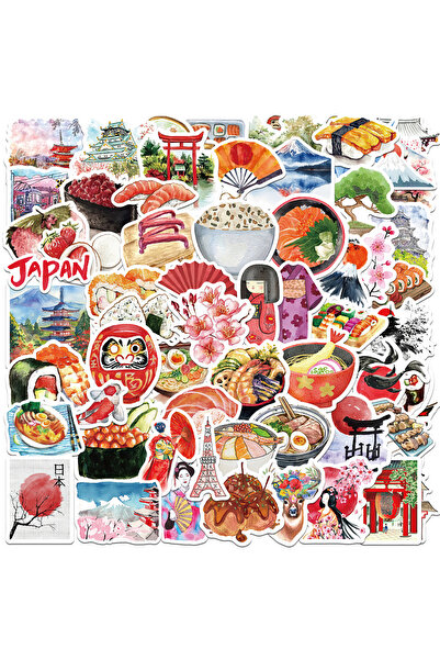 Choice 64 قطعة من ملصقات السفر اليابانية المائية، بتصميمات معمارية ومأكولات م...