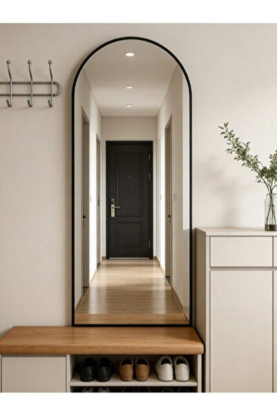 Mtanvxay مرآة طويلة مقوسة قائمة بذاتها مع حامل لغرفة النوم أو المدخل أو غرفة المعيشة