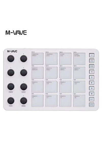 Choice SMC-PAD White M-VAVE SMC-PAD، وحدة تحكم MIDI بـ 16 وسادة، واجهة USB-C،...
