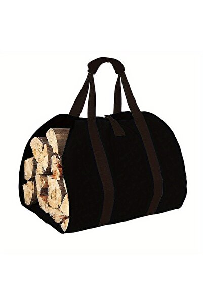 Choice حقيبة تخزين وحمل حطب من قماش الكانفاس الأسود، مناسبة للتخييم في الهواء...