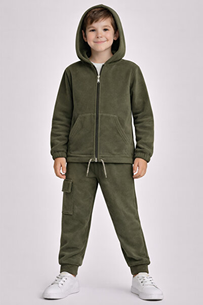 Gonca Bebe GONCA 330-12-25 Erkek Çocuk Kapüşonlu Polar Eşofman Takımı Fermuar...