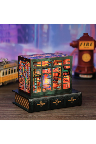 Choice مجموعة بيت مصغر من كيوتبي LS01B، فاصل كتب خشبي، رف كتب لبيت الدمى، ديك...