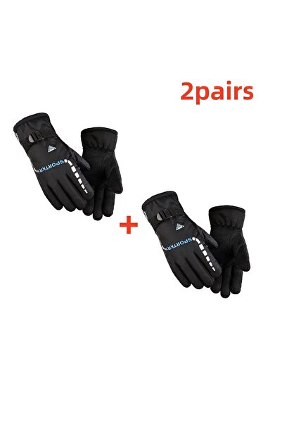 Choice 2 pairs Winter Full Fingers Gloves for Men Women Warm Thicken Fleece Waterproof Windproof Non Slip f