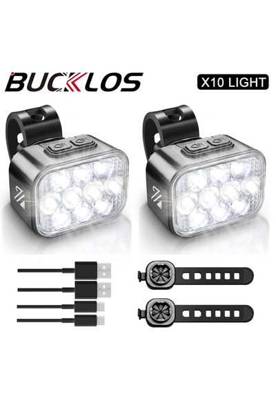 BUCKLOS 2PC Front Light 10 LED Bicycle Light High Bright Bike Rear Light Wate...