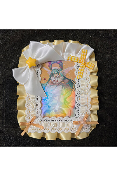 Choice حامل بطاقة هوية مصنوع يدويًا من الدانتيل الأصفر على طراز لوليتا، حامل ...