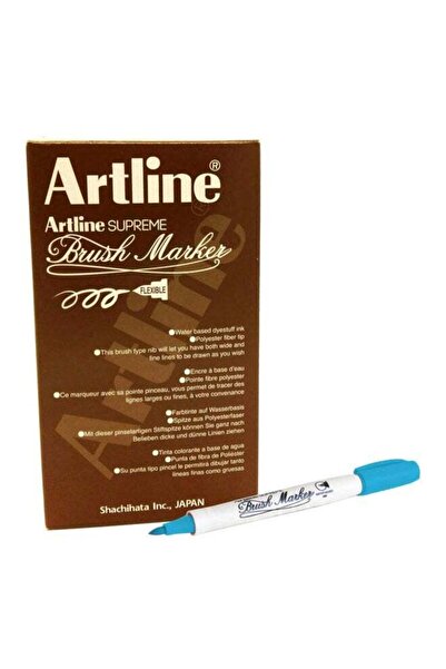 artline 12-Piece Supreme Brush Marker Light Blue/White EPF-FLT-BL