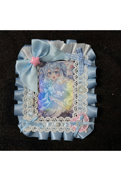 Choice حامل بطاقة هوية مصنوع يدويًا من الدانتيل الأزرق على طراز لوليتا، حامل ...