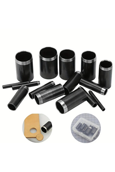 Choice black 15 Sizes Round Hole Punch(1-15mm), Hollow Punch Cutter Tool Set with Storage Case, Leather Hol