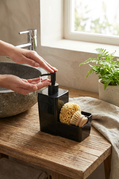 MAKRİ HOME موزع صابون سائل 450 مل (19x16x8 سم) - أسود