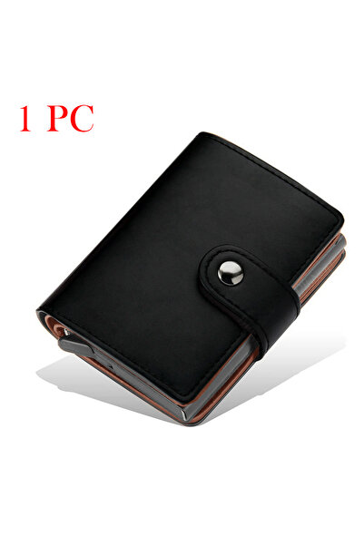 Choice محفظة رجالية سوداء كبيرة السعة مزودة بتقنية RFID، مناسبة لحمل بطاقات العمل والزيارات، مصنوعة من المعدن.