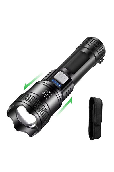 Heinast مجموعة مصابيح LED قوية وعالية الطاقة، مصباح يدوي تكتيكي قابل لإعادة الشحن عبر منفذ USB، مصابيح طوارئ قابلة للتكبير/التصغير للاستخدام في الهواء الطلق