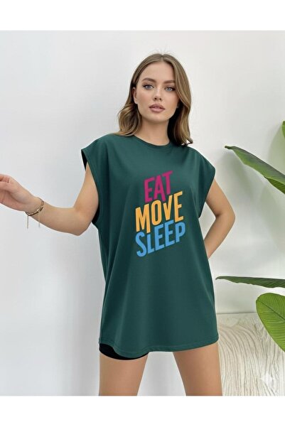 BW Bravely Wear EAT MOVE SLEEP Tricou fără mâneci pentru femei cu imprimeu ZE...