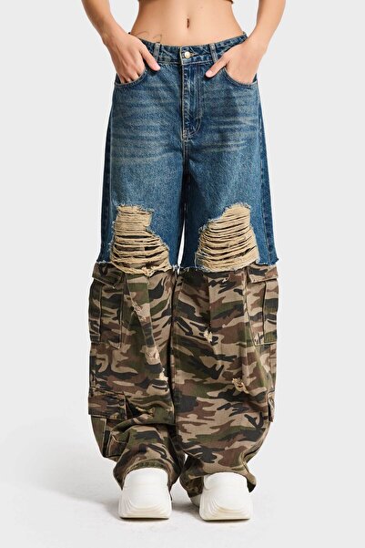 it's basic جينز نسائي بنمط التمويه 10s6-8 فضفاض للغاية بتصميم خاص