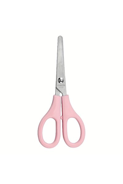 Choice1 مقص وردي اللون من الفولاذ المقاوم للصدأ، قطعة واحدة، برأس مستدير وشفر...