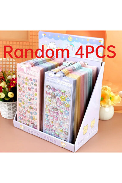 Choice Random 4pcs 4PCS Cartoon 3D Relief Water Drop Stickers Cute and Fun An...