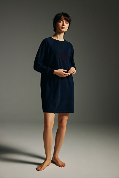 Hays Kadın Pamuklu Reglan Uzun Kollu Gecelik