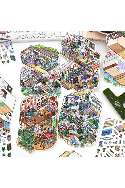 choice2 مجموعة كاملة من ملصقات المناظر الطبيعية ثلاثية الأبعاد "كاواي صن شاين...