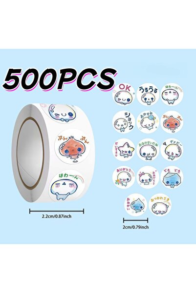 Choice ملصقات فقاعات كاواي حمراء، 500 قطعة/لفة، ملصقات نصوص وتعبيرات كرتونية ...