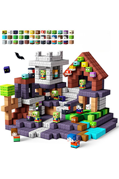 Choice زومبلوك - 100 قطعة من مكعبات البناء المغناطيسية، عالم المناجم، نباتات مغناطيسية، زومبي، مكعبات بناء، أنشطة تعليمية حسية وتدريبية