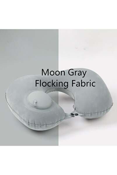 Choice O77 GRAY 1 Press on Inflatable Pillow to Relax Neck Travel U-shaped Pillow Foldable and Portable wit