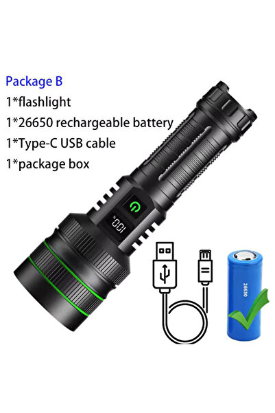 Choice Green with 26650 High Power LED Flashlight Strong Light Lantern USB Rechargeable Powerful Tactical T