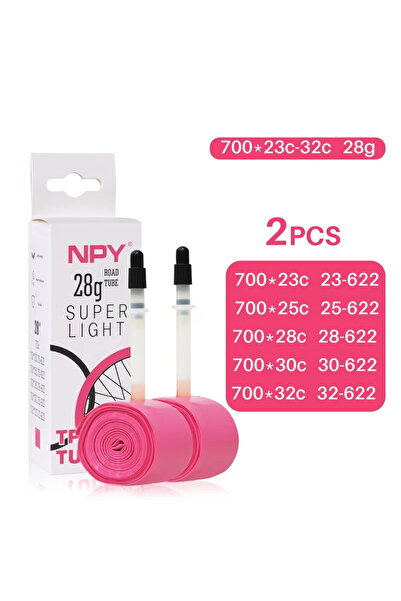 Choice صمام بريستا 700c 65 مم 18-32C وردي - P28g قطعتان NPY5/10 قطع أنبوب داخلي خفيف للغاية للدراجة 700C X18-32C للطرق