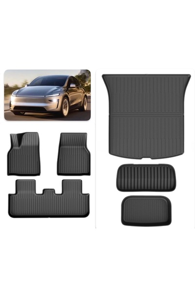 Tesla Model Y Juniper Uyumlu Premium Tpe Havuzlu Paspas 6'lı Set Kokusuz