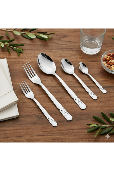 casa rosa 60-piece stainless steel cutlery set, silver
