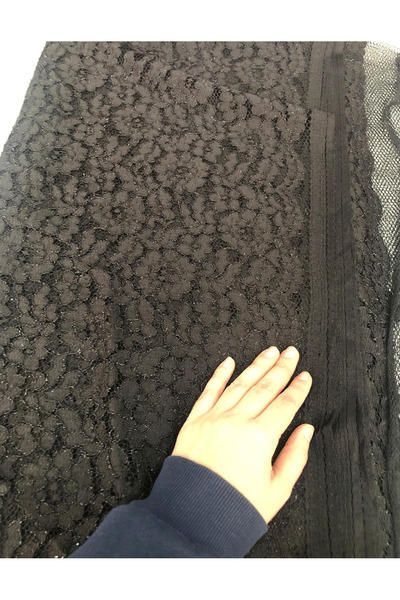 turkanlarhome Floral Pattern Lace Fabric-Soft Texture Stylish and Elegant Black Color