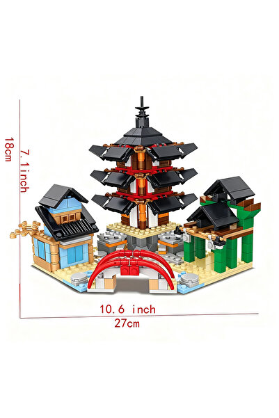 Choice مجموعة مكعبات بناء معبد (حقيبة واحدة) مع 6 قطع من مجسمات النينجا الصغي...