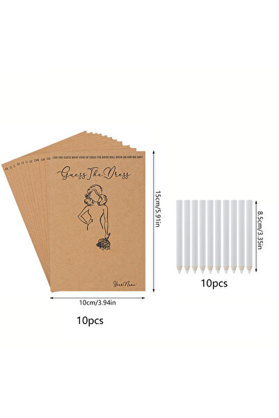 Choice ١٠ مجموعات من بطاقات لعبة فستان الزفاف مع أقلام، لعبة تخمين الفستان، أ...