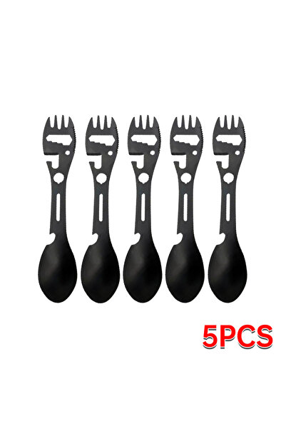 Choice طقم أدوات تخييم أسود مكون من 5 قطع، مصنوع من الفولاذ المقاوم للصدأ، من...