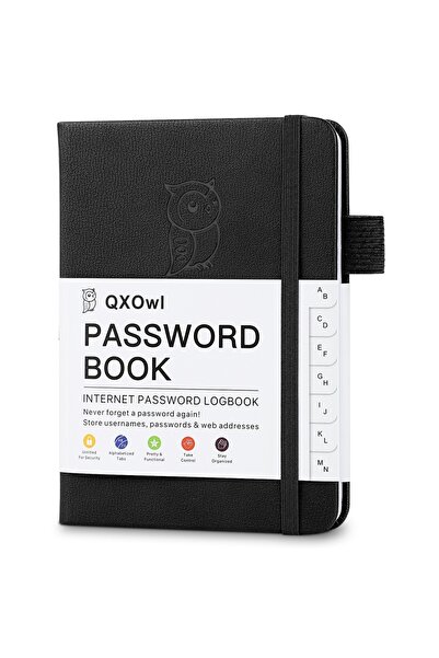 Choice دفتر تسجيل كلمات المرور A6 أسود - منظمات شخصية مع علامات تبويب أبجدية،...