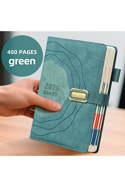 Choice دفتر تخطيط أخضر لعام 2026، مفكرة بتصميم احترافي، صفحات يومية بارزة وغل...