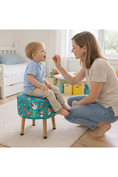 ustaagac Yeni Yıl Hediyesi Çocuk Taburesi - Kardan Adam ve Geyik Desenli Deko...