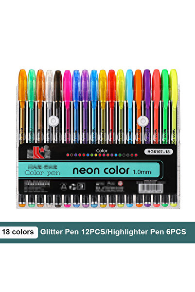 Choice أقلام تلوين جل معدنية لامعة، 18 لونًا، 12/24 قطعة، مثالية للمدرسة والم...