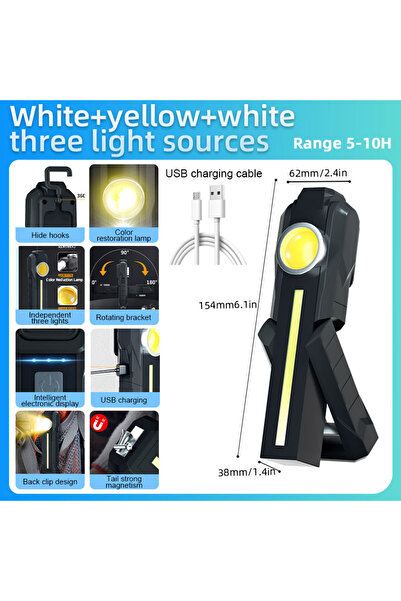 Choice White Yellow Dual Car Detailing Light Paint Inspection Lamp Rechargeab...