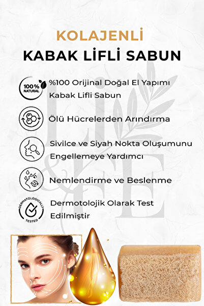 Kabak Lifli Kolajen Destekli Doğal Peeling Sabunu Sıkılaştırıcı ve Yenileyici 120 GR