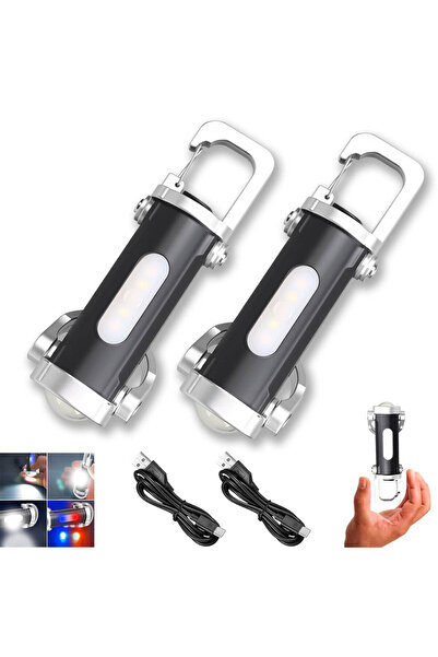 Heinast Fixed Focus 2PCS Portable Rechargeable LED COB Keychain Handheld Flashlights Hanging Emergency Work