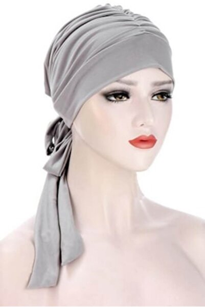VERSAGO Κομψό γυναικείο τουρμπάνι, πολυεστέρας, παγκόσμιου μεγέθους, γκρι