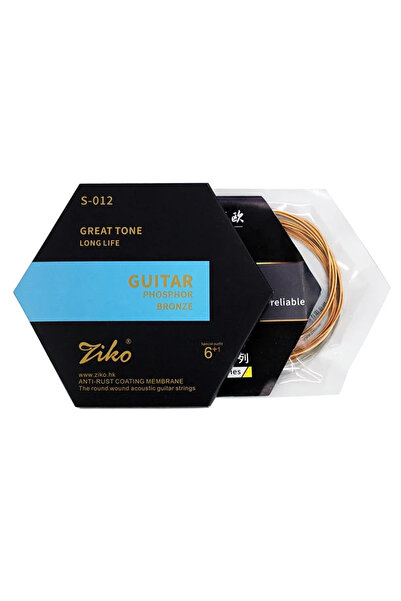 Choice أوتار جيتار زيكو الصوتية S-012، أوتار جيتار ملفوفة ببرونز الفوسفور ذو قلب فولاذي سداسي الشكل S-012 F