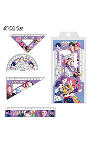 Choice 4PCS set Kpop Demon Hunters Huntrix 4Pcs Plastic Ruler Math Set Includ...