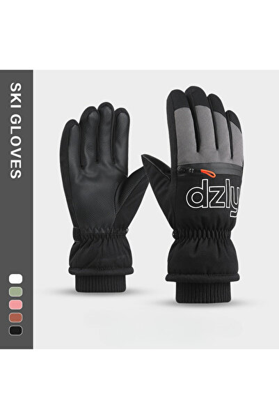 Choice black grey(men) Winter Ski Gloves Fleece-lined Thickened Outdoor Riding Waterproof Windproof Non-sli