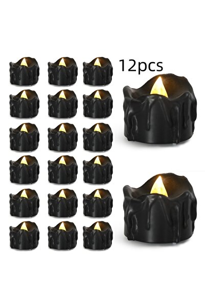 Choice 12 قطعة من مصابيح LED سوداء بدون لهب، مصابيح شموع إلكترونية مزيفة لتزي...