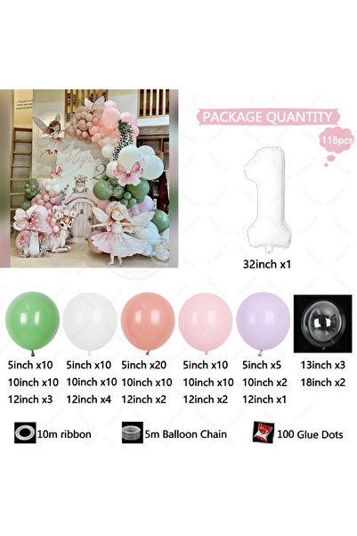 Choice قوس بالونات وردية باهتة مقاس 32 بوصة، بالونات أرجوانية، بالونات بيضاء ...