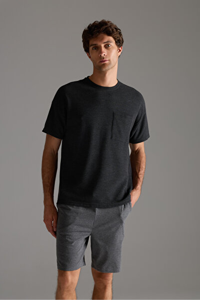 Syah Erkek Petek Dokulu Pamuklu Kısa Kollu T-shirt