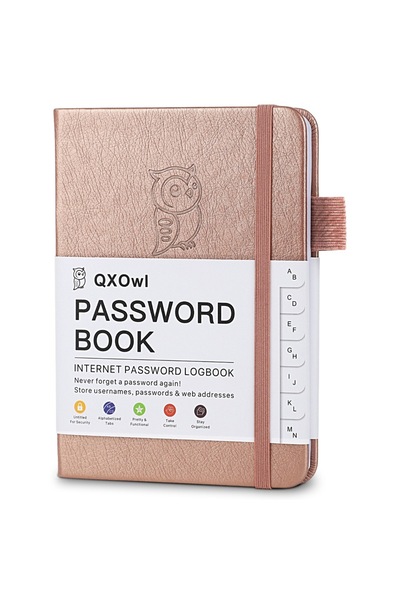 Choice دفتر تسجيل كلمات المرور باللون الذهبي الوردي A6 - منظمات شخصية مع علام...