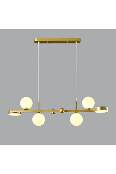 NZL Lighting Now Buzlu Altın Opal Camlı Led Sarkıt Avize Yemek Odası Ledli Av...