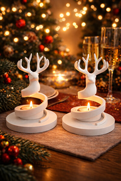 homee Geyik Figürlü Dekoratif Mumluk 2’li Set – Şık Masa Üstü Mum Tutucu Yeni...